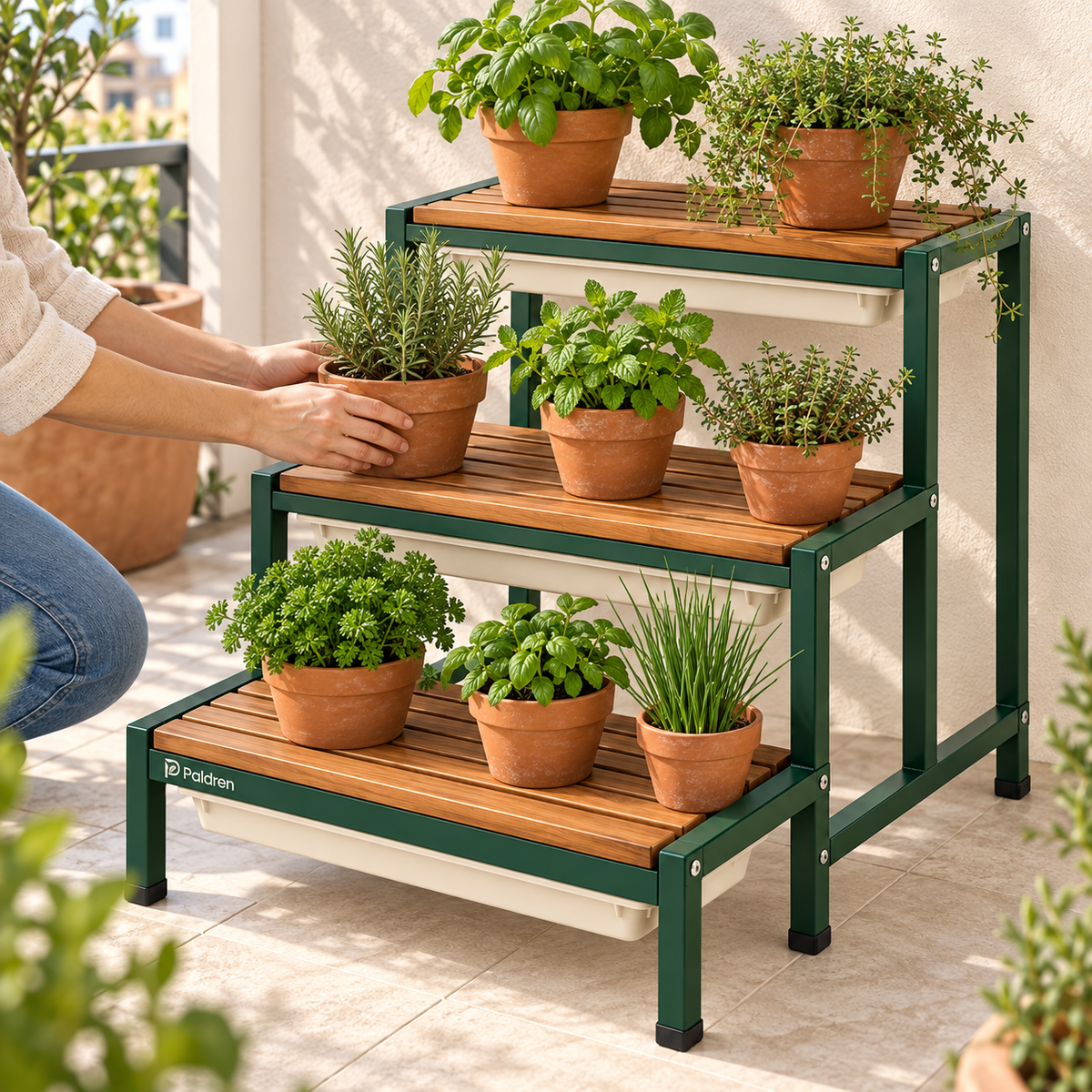 Paldren GreenStep Three-Tier Balcony Plant Stand