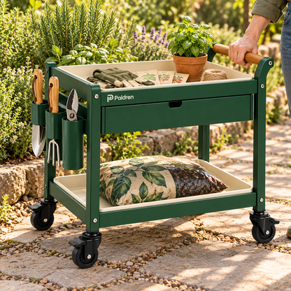 Paldren GroveRoll Garden Tool Cart with Dual Trays & Tool Holders
