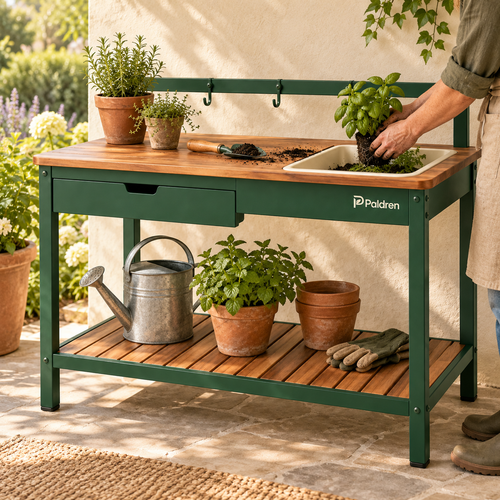 Paldren TerraPrep Potting Workbench with Soil Tray & Storage Drawer