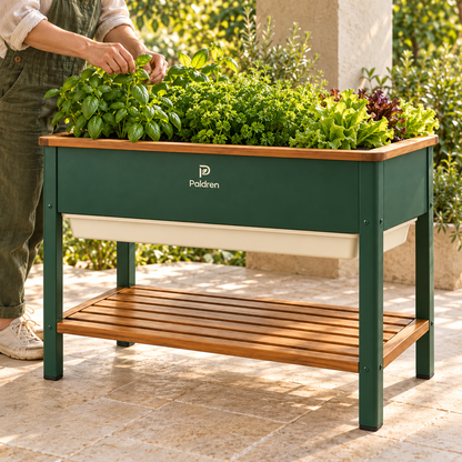Paldren HerbRise Raised Garden Planter with Storage Shelf