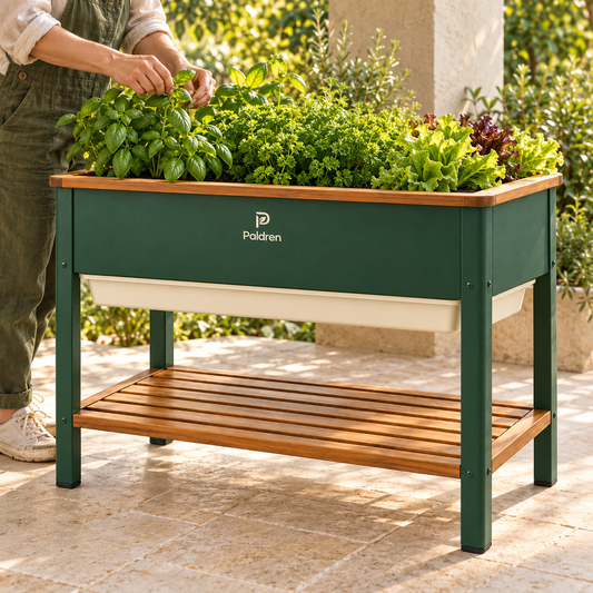 Paldren HerbRise Raised Garden Planter with Storage Shelf