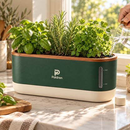 Paldren AquaRoot Self-Watering Herb Planter with Water-Level Window
