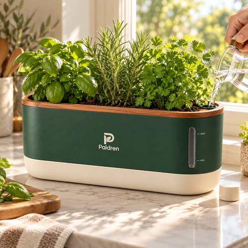 Paldren AquaRoot Self-Watering Herb Planter with Water-Level Window